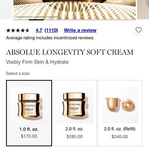 NIB Lancôme Absolue Soft Cream Revitalizing & Brightening 30ml / 1.0oz